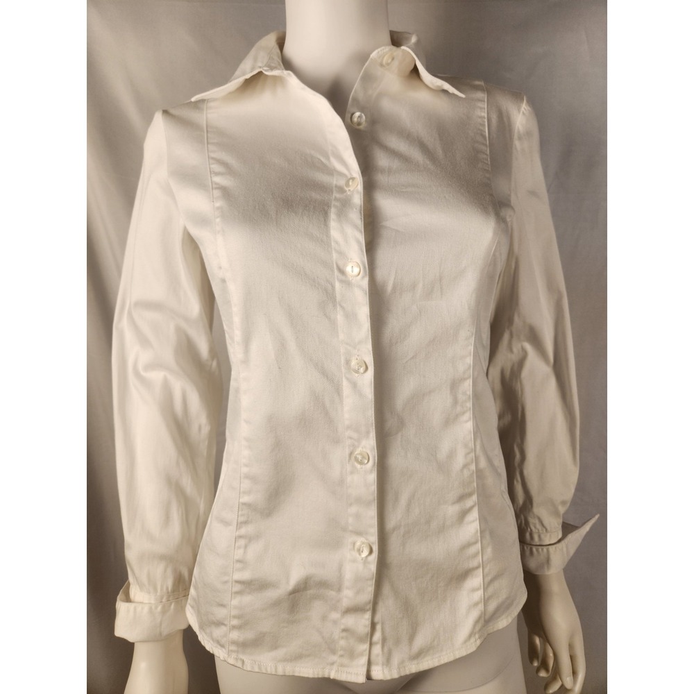 Pendleton Petites White Cotton‑Blend Button‑Up Shirt • 8P